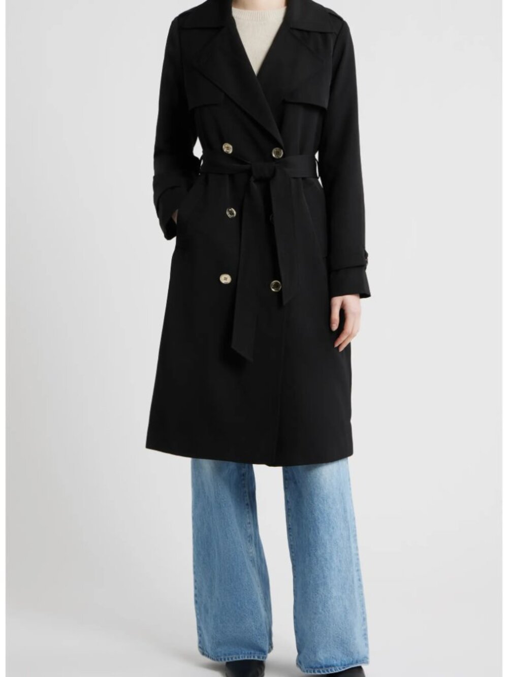 MICHAEL Michael Kors Black Double-Breasted Trench Coat